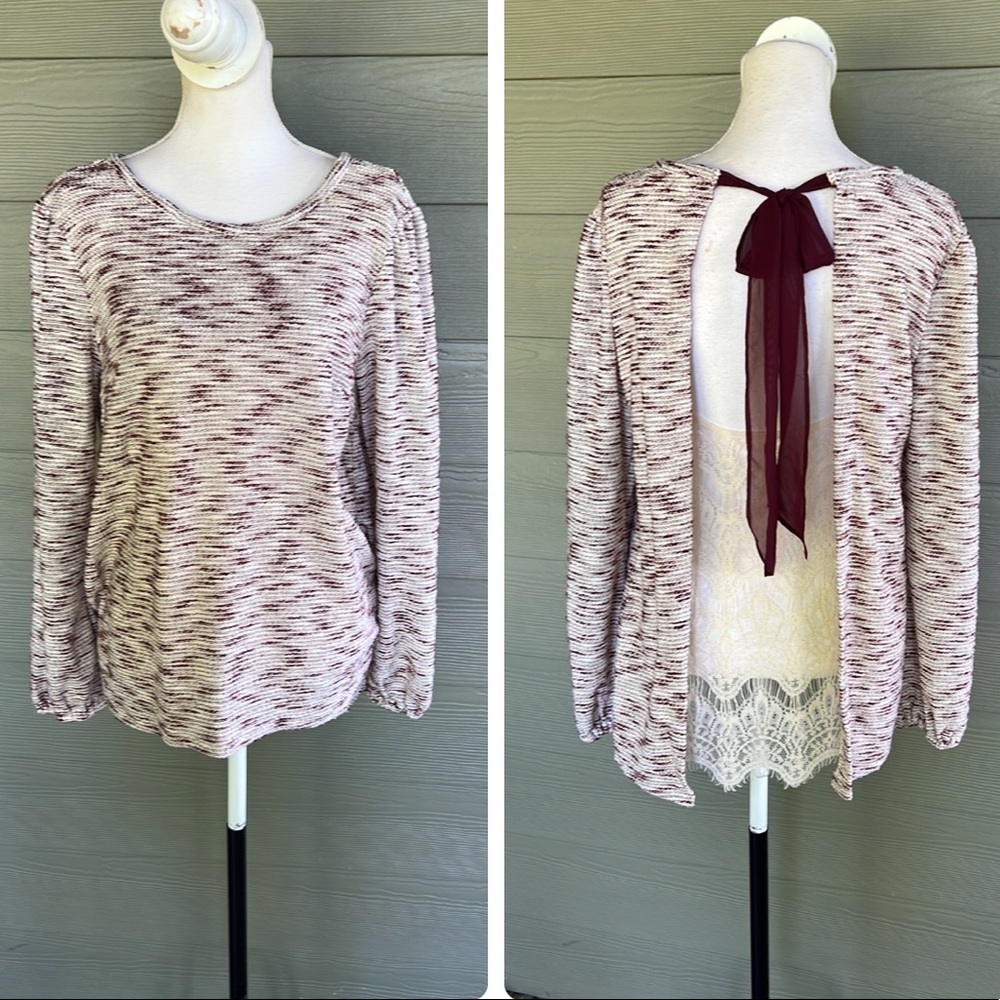 A’Reve Open Lace Back Sweater